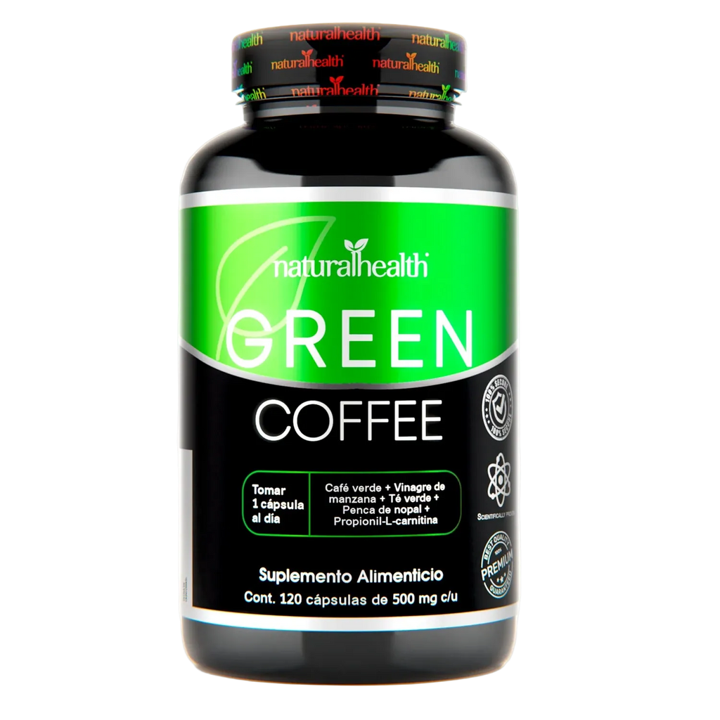 Natural Health Green Coffee 500mg  120 Cápsulas Quemagrasa y Energía