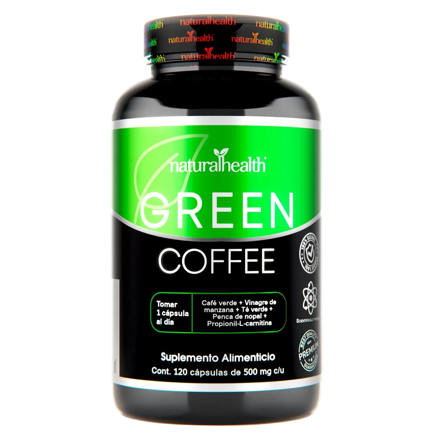 Natural Health Green Coffee 500mg  120 Cápsulas Quemagrasa y Energía