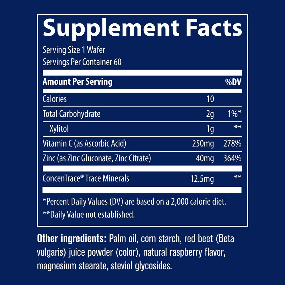 Trace Minerals Zinc + Vitamina C 60 Pastillas Masticables