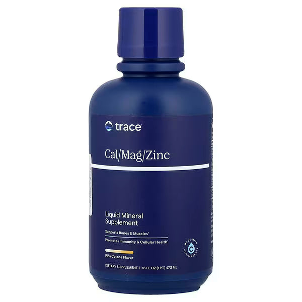 Trace Minerals Cal/Mag/Zinc + Vitamina D3 16 Oz Sabor Piña Colada