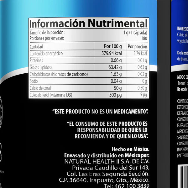 Natural Health Calcio De Coral 180 Cápsulas