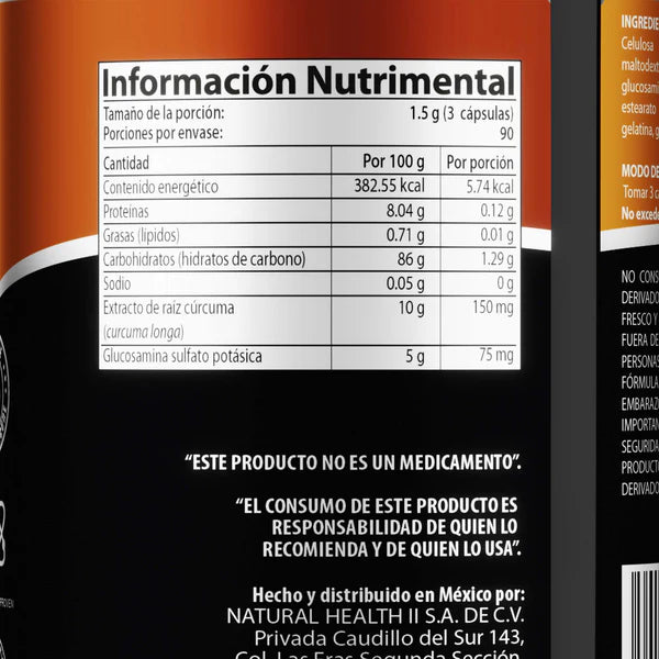 Natural Health Cúrcuma + Glucosamina 500 Mg 270 Cápsulas