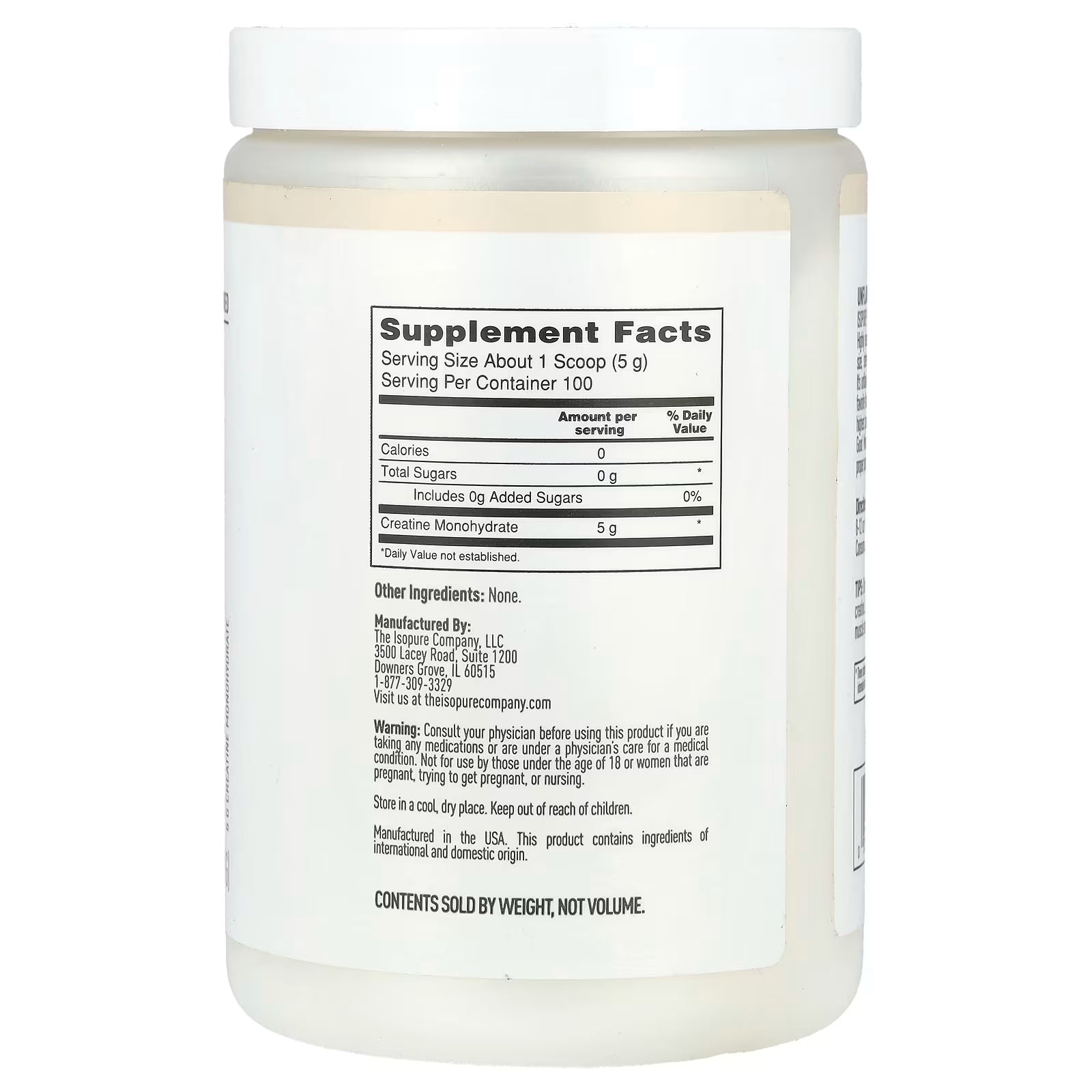 Isopure Creatina Monohidratada 100 Servicios