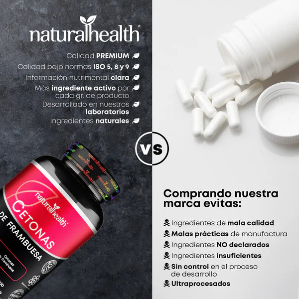 Natural Health Cetonas De Frambuesa 500 Mg 120 Cápsulas