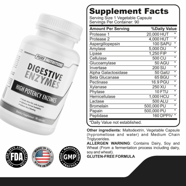Pure Nutrition Digestive Enzymes 90 Cápsulas