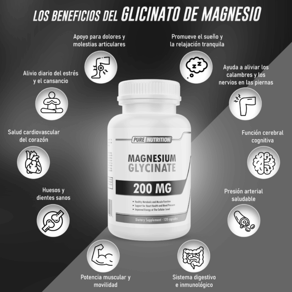 Pure Nutrition Glicinato De Magnesio 200 Mg 120 Cápsulas