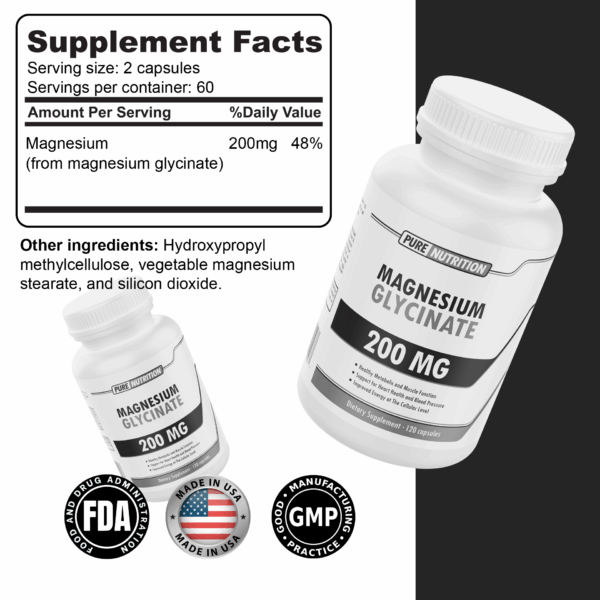 Pure Nutrition Glicinato De Magnesio 200 Mg 120 Cápsulas