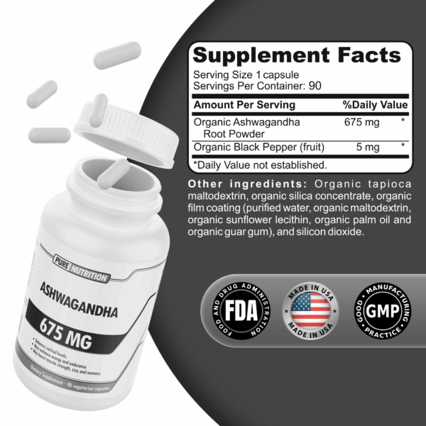 Pure Nutrition Ashwagandha 675 Mg 90 Cápsulas