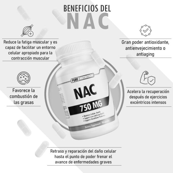 Pure Nutrition NAC 750 mg 90 Cápsulas | Vitalidad Diaria y Bienestar
