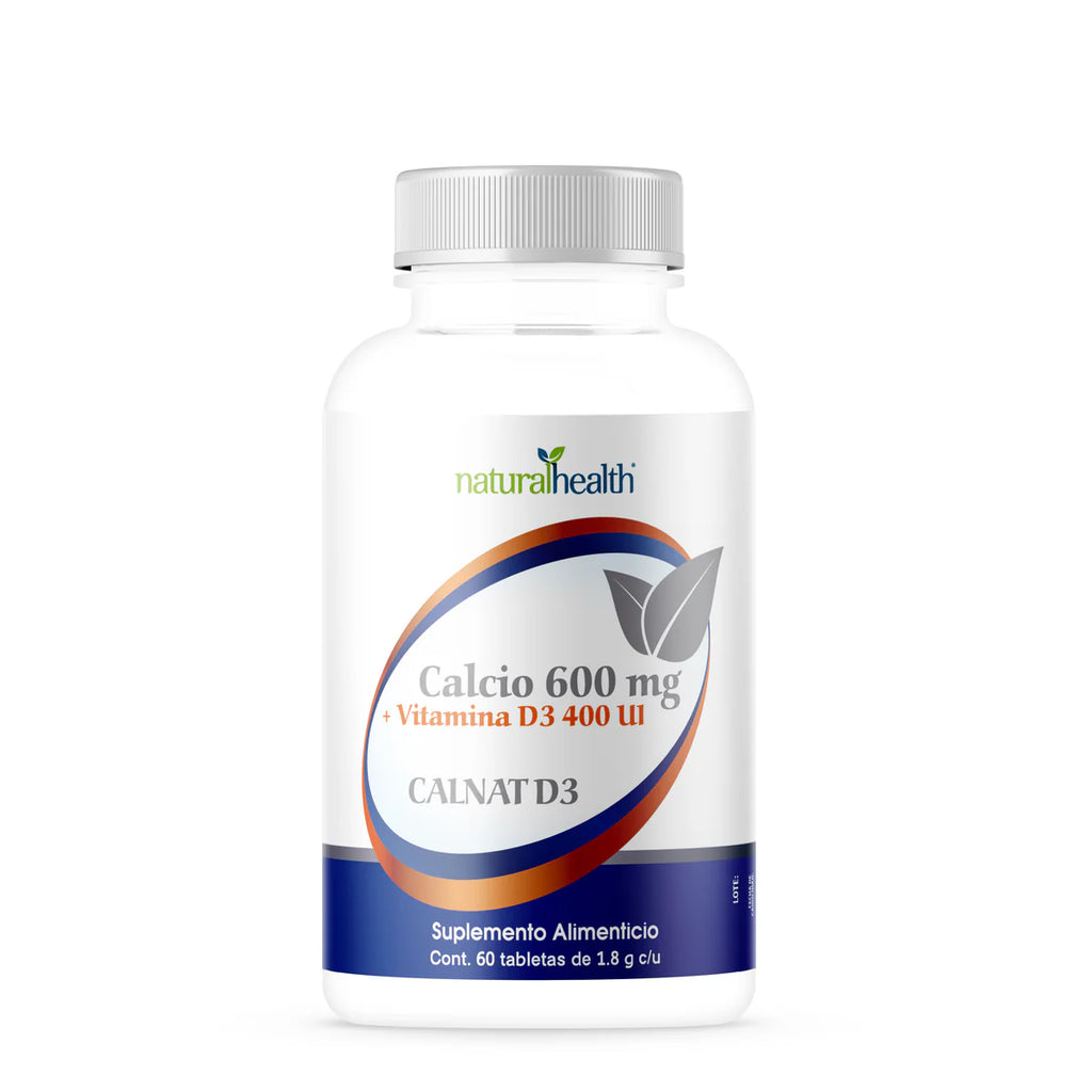 Natural Health Calcio 600 Mg + Vitamina D3 400 UI 60 Tabletas