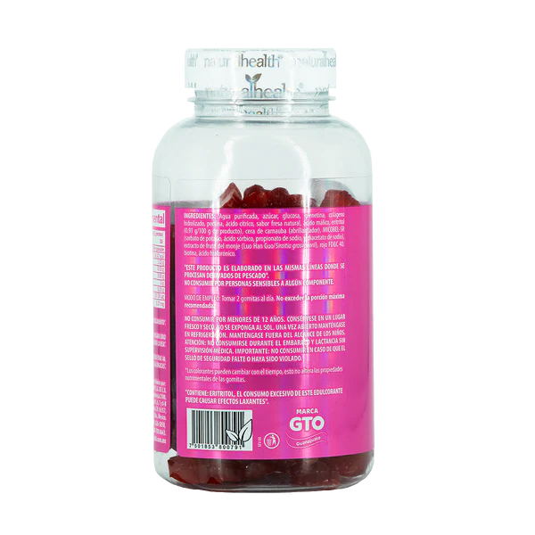 Natural Health Colágeno, Biotina y Ácido Hialurónico 100 Gomitas Sabor Fresa
