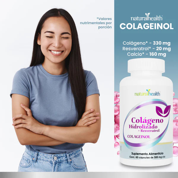 Natural Health Colágeno Hidrolizado + Resveratrol 500 Mg 60 Cápsulas