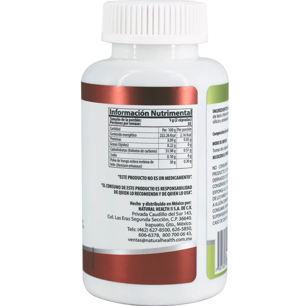 Natural Health Melena De León 500 Mg 60 Cápsulas