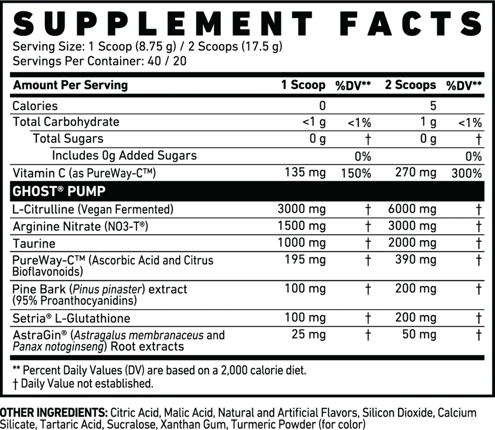 Ghost Pump Nitric Oxid 40 Servicios