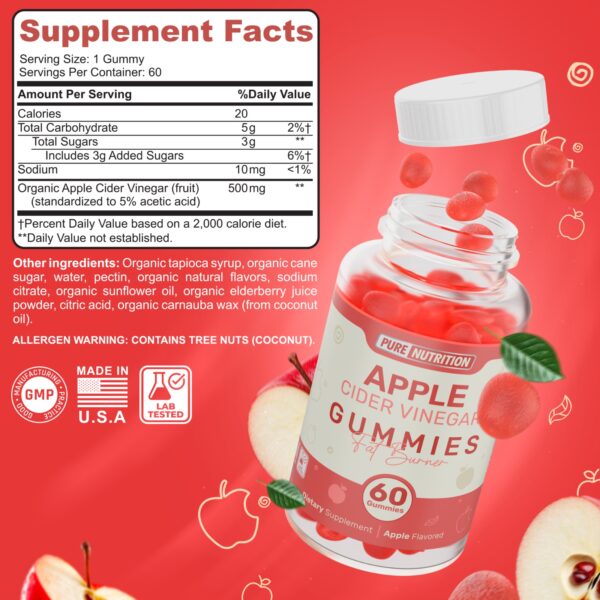 Pure Nutrition Vinagre De Manzana 60 Gomitas