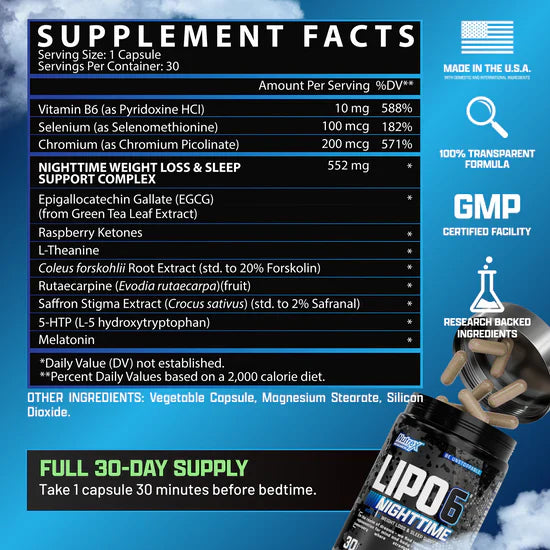 Nutrex Lipo6 Nighttime 30 Cápsulas